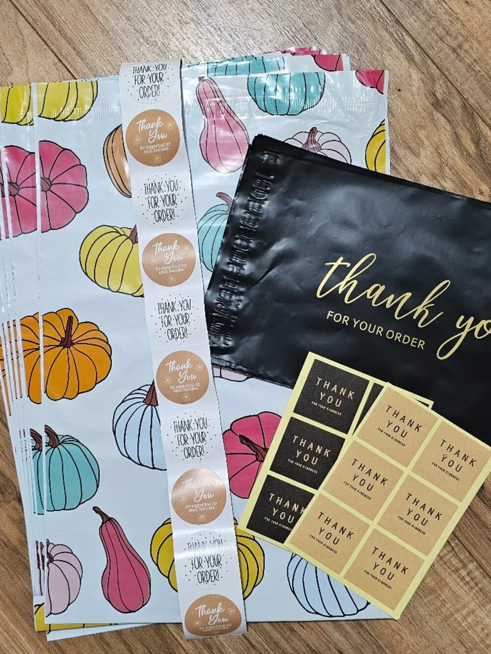 Fall Pumpkin Shipping & Packaging Bundle – Poly Mailers + Thank You Stickers